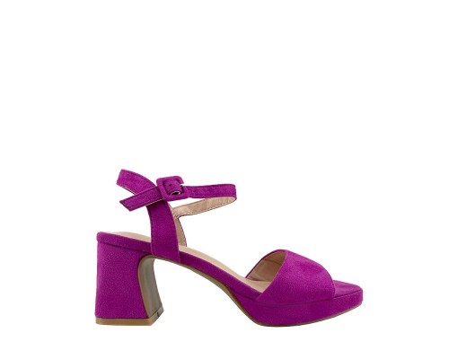 Sandalia Tacón Ancho Efecto Ante